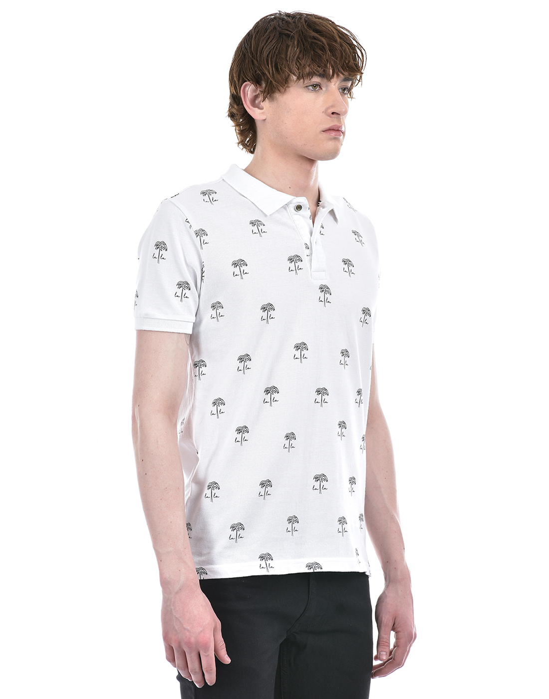 Numero Uno Men Geometric Print White T-Shirt